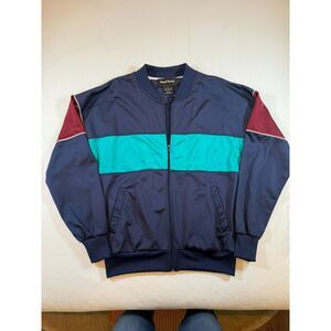 Vintage Royal Knight Track Jacket Men's Medium Colorblock Navy Teal Maroon